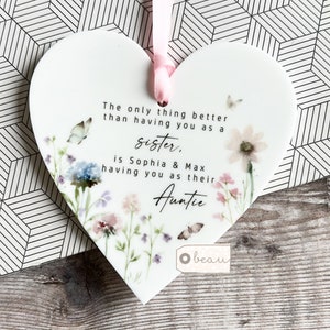 Personalised Sister Aunty Auntie Gift Sentiment The only thing better than having Lilac Pink Wildflower Heart Floral Quote Acrylic keepsake