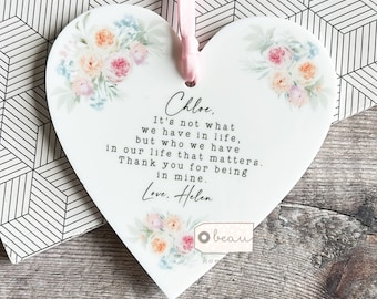 Personalised It’s not what we have in life.. Gift Quote Butterfly Greenery Design Heart Acrylic Ornament Workmate Friendship Keepsake