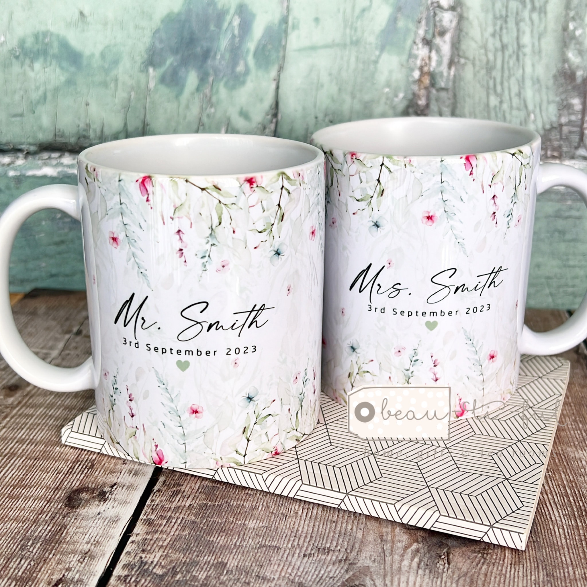 Personalized Wedding Mugs, Couples Ceramic Mugs