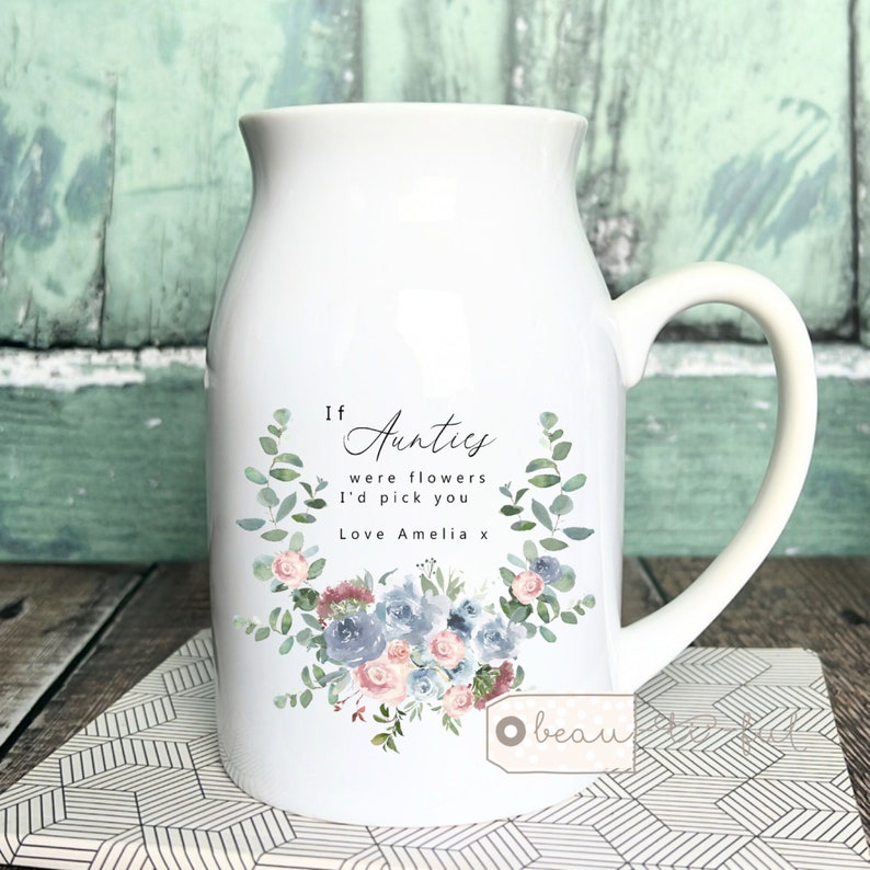 Personalised If were flowers Id wed pick you Mum Nanna Grandma Home Sunflowers Floral Ceramic Small Vase Jug Mug Birthday gift image 8