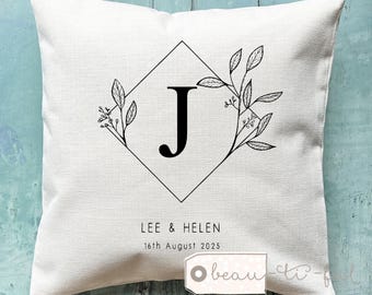Personalised wedding gift Wedding day Newlywed Married Mr Mrs Home Monochrome Design Home Linen Style Cushion Anniversary Couple gift