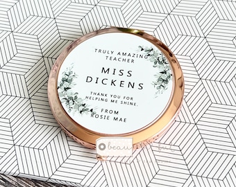 Personalised Truly amazing teacher teaching assistant Nursery teacher Mentor Tutor Rose Gold Compact Pocket Mirror
