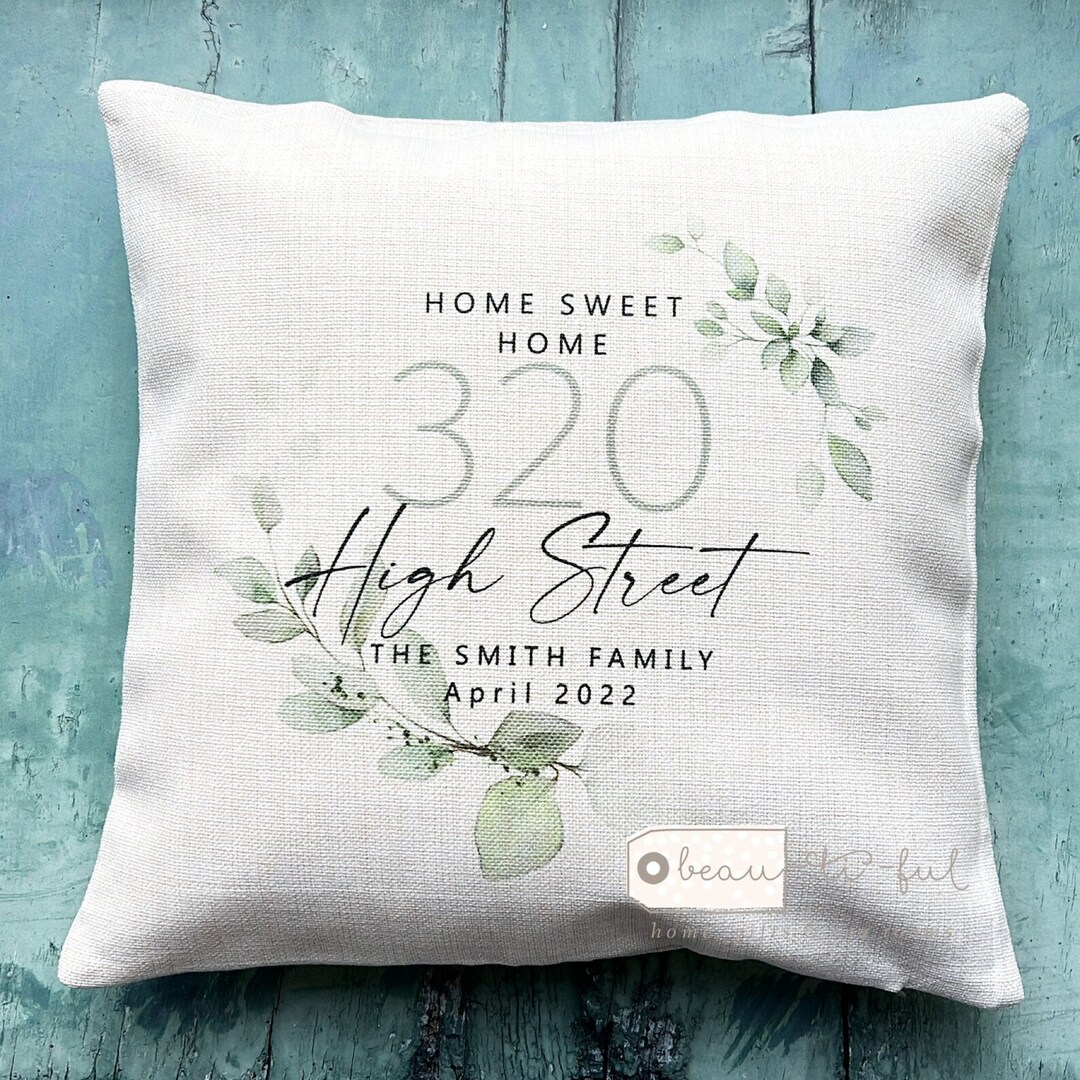 Personalised Home Sweet Home Address Quote Foliage Greenery Design Home