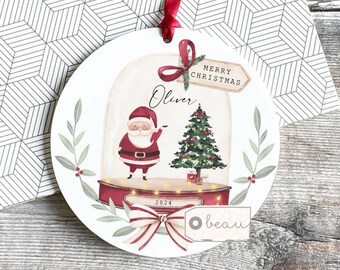 Personalised Merry Christmas gift Santa Tree gift Merry Christmas Acrylic or ceramic Ornament Keepsake Tree Decoration Child boy girl gift