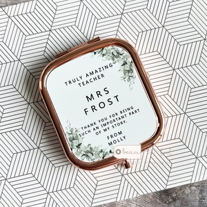 Personalised Truly amazing teacher teaching assistant Nursery teacher Mentor Tutor Rose Gold Compact Pocket Mirror