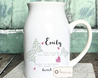 Personalised Friend gift True Friends Quote gift Butterfly Heart Ceramic Small mug jug vase Friendship Home gift Bud vase gift