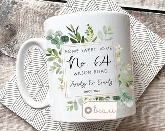 Personalised New Home Mug gift set, First home, Housewarming gift, Moving in gift, Gift for couple