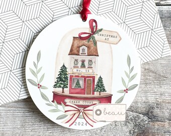 Personalised Christmas at Address Gift Christmas Home gift House New home gift Acrylic Round Ornament Keepsake