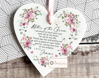 Personalised Mother of Groom Bride Thank you from Bride Groom wedding gift Greenery Acrylic or ceramic Decoration Ornament Wedding Keepsake