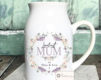 Personalised Mother’s Day gift Loveliest Mum Nanny Grandma Granny Nan Nana Mothers Day Ceramic Small Vase Jug Mug Birthday gift