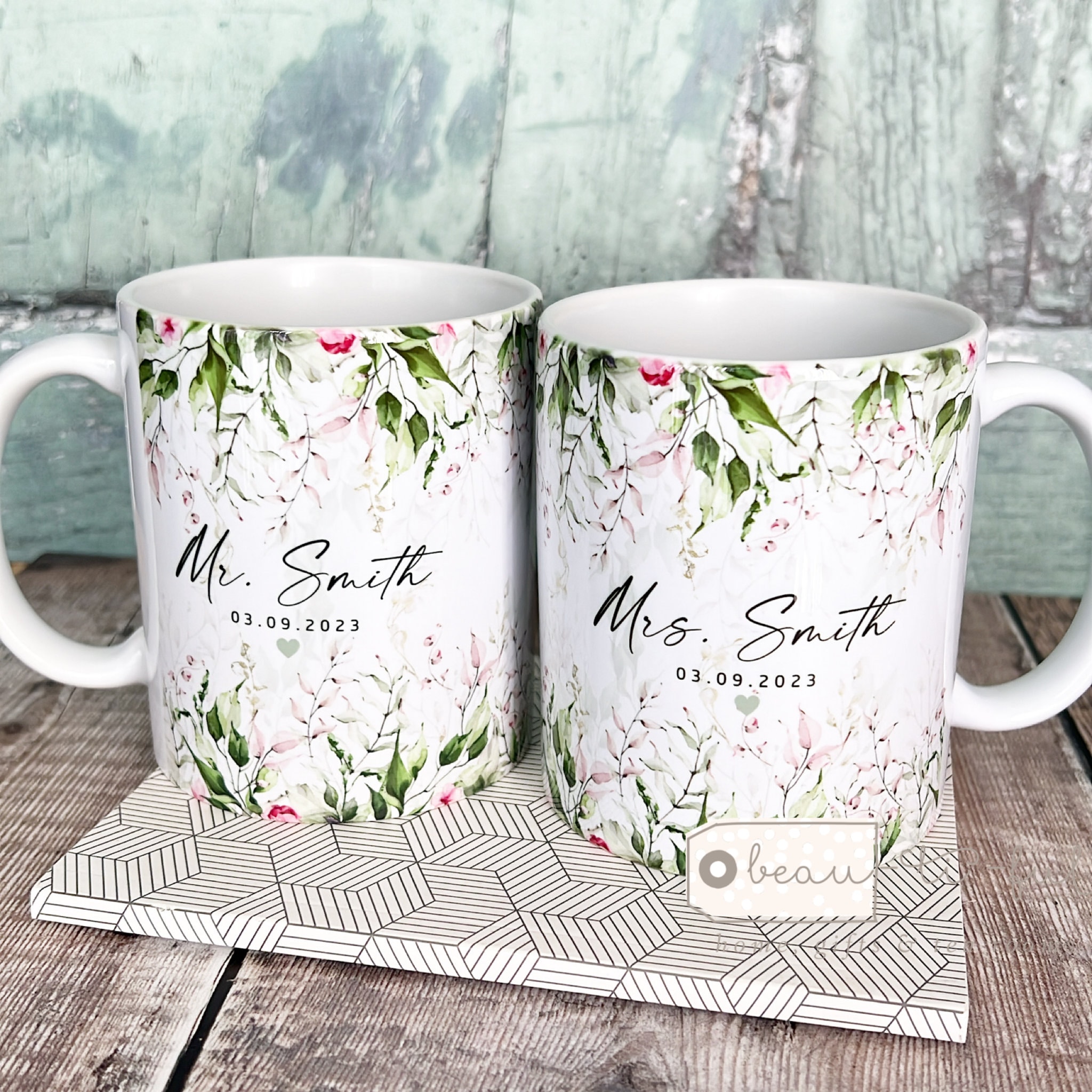 Personalized Wedding Mugs, Couples Ceramic Mugs