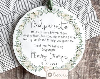 Personalised Thank you gift, Christening baptism gift, For Godmother Godfather Godparents Gift, From Goddaughter Godson Ornament Keepsake