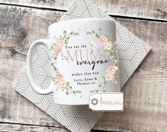 Personalised Mother’s Day gift You are the …. Mum gift lilac pink Greenery Wreath Ceramic Mug - Tea mug - coffee Mug - Gift mug
