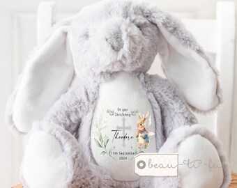 Personalised Christening gift, Baptism gift, Godchild Godson Goddaughter Baby Girl Boy Godparents Godmother Bunny Rabbit Soft Toy Keepsake