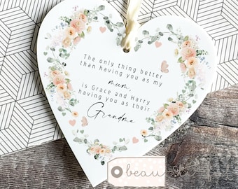 Personalised Mum Mom Nanny Mother Gift Sentiment The only thing better than having you Pink Wildflower Heart Floral hanging keepsake