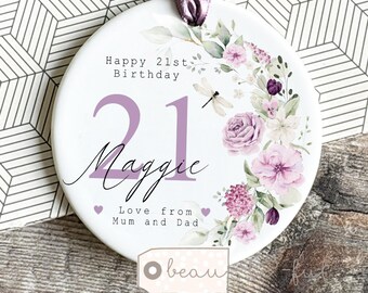 Personalised Birthday ornament any age 21st  30th 40th 50th 60th 70th Mum Friend Sister Auntie Colleague Nan Keepsake Gift
