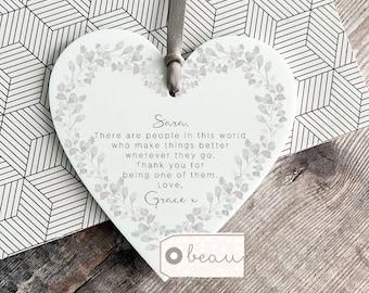 Personalised Thank you Gift There are people in this world Gift Quote Gift Floral Heart Acrylic Ornament Workmate Friendship Keepsake