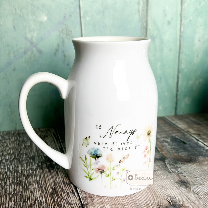 Personalised If were flowers Id wed pick you Mum Nanna Grandma Home Wildflower Lavender Floral Ceramic Small Vase Jug Mug Birthday gift image 4