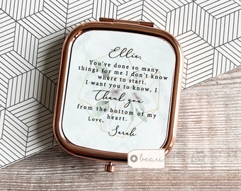 Personalised You've done so many things for me Quote Pretty Floral Square Rose Gold Compact Pocket Mirror Best Friend Thank you gift