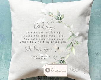 Personalised Father’s Day gift Dad gift Daddy Grandad Grandpa Personalised quote cushion Linen Style Cushion Thank you gift Special Dad gift