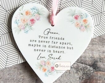 Personalised Friendship Gift Friend gift True friends are never apart Wildflower Greenery Heart Acrylic Ornament Best friend Keepsake