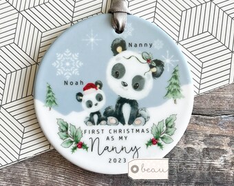 Personalised 1st First Christmas as Grandparent Auntie Uncle Grandma Nanny Baby Animal Koala Panda Bear Acrylic or Ceramic Ornament Keepsake