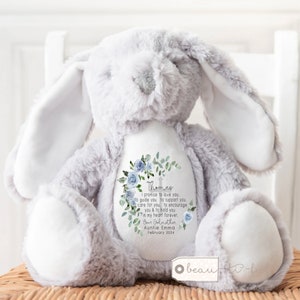 Personalised Promise to Godchild Godson Goddaughter Christening Baptism Gift Baby Girl Boy Godparents Godmother Rabbit Soft Toy Keepsake