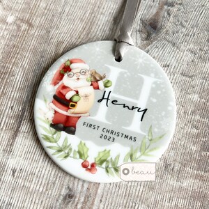 Personalised 1st First Baby Christmas Tree Santa Christmas gift Bauble Acrylic or ceramic Round Ornament Keepsake Decoration gift