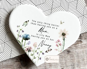 Personalised Mum Mom Mother Gift Sentiment The only thing better than having you Lilac Wildflower Heart Floral ceramic coaster keepsake