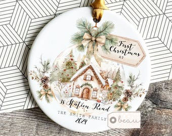 Personalised First Christmas at Address in New Home House New home gift Housewarming gift Ornament Keepsake