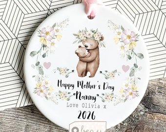 Personalised Happy Mother’s Day Gift Mum Mummy Mommy Nanny Nana Grandma Bunny Rabbit Bear Owl 1st Mothers Day ornament Keepsake decoration