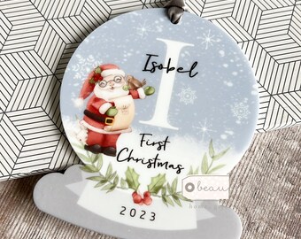 Personalised 1st Christmas Baby Babies Baby’s First Christmas Santa list Acrylic Snowglobe shape Ornament Keepsake Boy gift child gift