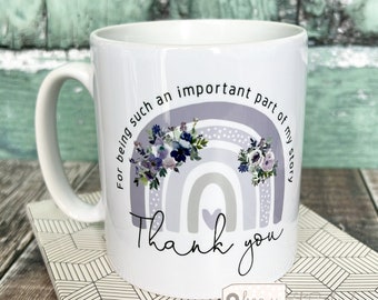 Personalised Teacher gift Add your own text Floral Rainbow Quote Mug - gift - cup Teaching assistant Nursery Teacher Nursery assistant Nurse