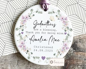 Personalised Thank you Godmother Godfather Godparents Christening Baptism gift Gift from Godchild Godson Goddaughter Ornament Keepsake