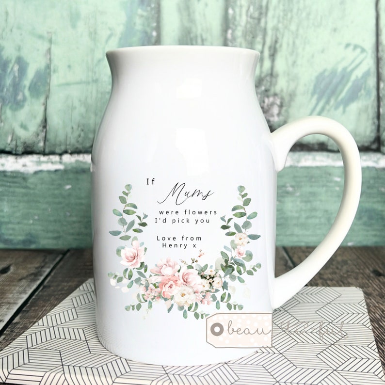 Personalised If were flowers Id wed pick you Mum Nanna Grandma Home Sunflowers Floral Ceramic Small Vase Jug Mug Birthday gift image 4