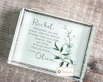 Personalised Remember you are braver…. Quote Greenery Freestanding block Decoration Ornament Keepsake positivity inspirational gift