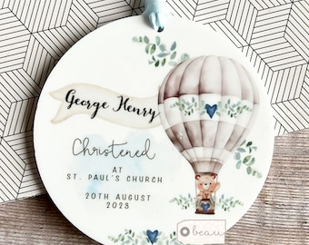 Personalised Christening Baptism Gift Goddaughter Godparent Godchild Godmother Godson Teddy bear Ceramic or acrylic Ornament Keepsake