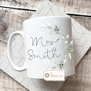 Personalised Thank you teacher gift To my teacher teaching assistant nursery teacher Greenery design Quote Mug - gift mug - cup