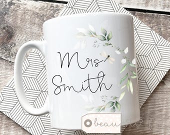 Personalised Thank you teacher gift To my teacher teaching assistant nursery teacher Greenery design Quote Mug - gift mug - cup
