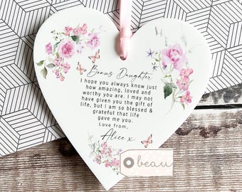 Personalised Bonus Daughter gift Step daughter from bonus mum Stepmum stepmom Thank you gift Adopted Foster gift heart Ornament Keepsake