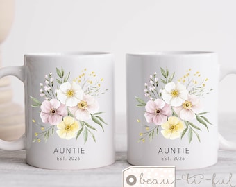 Personalised Auntie gift Aunty Aunt design Ceramic Mug - New Auntie mug - Floral Mug - Gift mug Bestie Friend Birthday gift sister
