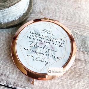 Personalised There are people in this world Quote Pretty Floral Round Rose Gold Compact Pocket Mirror Keepsake Wedding gift Best friend