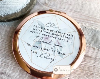 Personalised There are people in this world Quote Pretty Floral Round Rose Gold Compact Pocket Mirror Keepsake Wedding gift Best friend