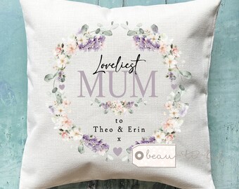 Personalised Loveliest Mum Mummy Auntie Grandma Nan Nanna Nanny Gift wildflower Mother’s Day Birthday gift Cushion Home