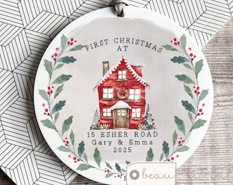 Personalised First Christmas New Home Christmas gift at Address in House New home gift Bauble gift Ornament Keepsake Gift for New Home