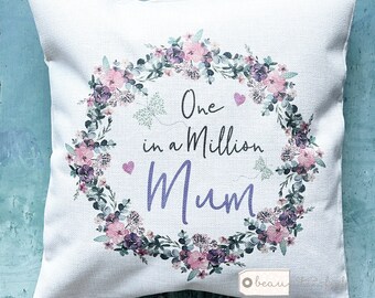 Personalised One in a million Mum Grandma Friend Teacher Family Relative Home Quote Butterfly Floral Home Quote Linen Style Cushion cover