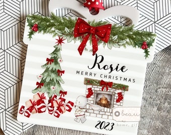 Personalised Merry Christmas gift For the tree New Baby Child gift Christmas gift Design Acrylic present shaped Ornament Keepsake bauble