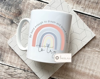 Personalised Thank you Gift Add your own text Pastel Rainbow Quote Mug gift mug  tea coffee cup Appreciation Gift Friend gift Keyworker gift