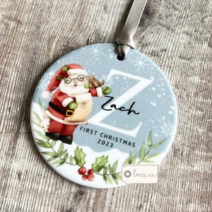 Personalised 1st First Baby Christmas Tree Santa Christmas gift Bauble Acrylic or ceramic Round Ornament Keepsake Decoration gift
