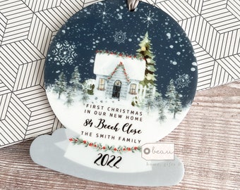 Personalised 1st Christmas New Home House First Christmas At Address Acrylic Snowglobe Ornament Keepsake Housewarming gift Moving in gift